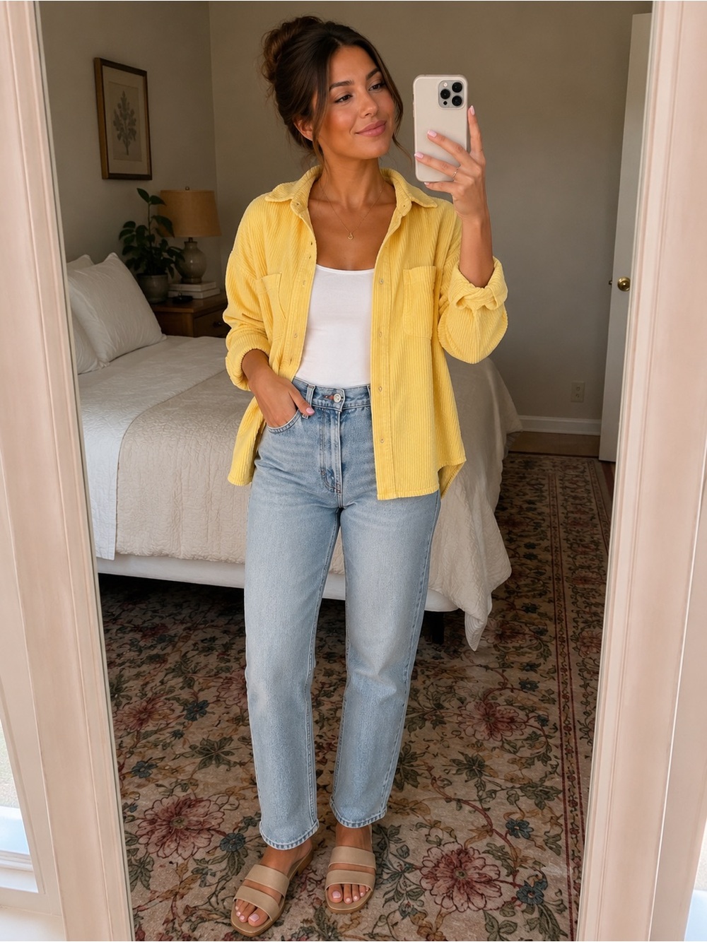 Forever 21 Light Yellow Corduroy Shacket